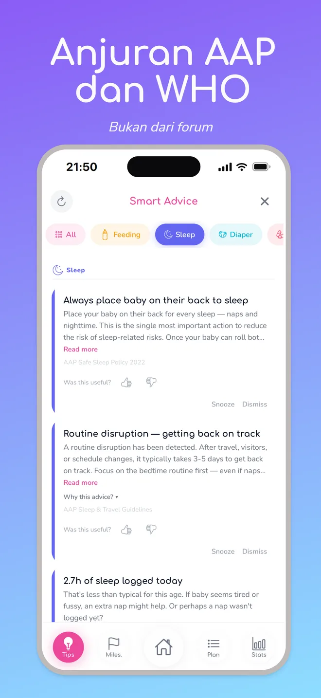 Anjuran AAP dan WHO — Bukan dari forum